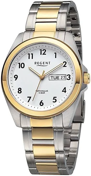 Regent męski zegarek analogowy metalowa bransoleta srebrno-złoty D2URF1446