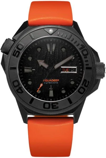 Undone AQUADEEP SUBMERGE automatyczny tytanowy silikonowy czarny pomarańczowy szafir zegarek męski