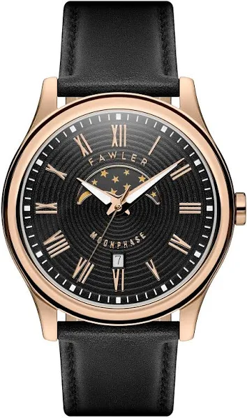 Fawler Imperator Różowozłocisty zegarek ze stali nierdzewnej z fazą księżyca