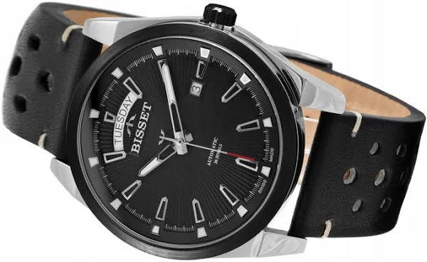 Szwajcarski Zegarek męski Bisset BIS0770 szafir data box +Grawer