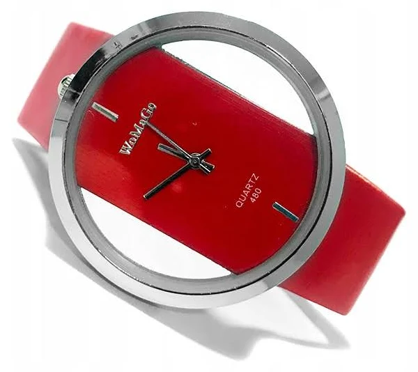 Zegarek damski Dalas analog pasek skóra czerwony