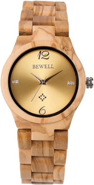 Zegarek drewniany damski Bewell zs-153a olive bransoleta