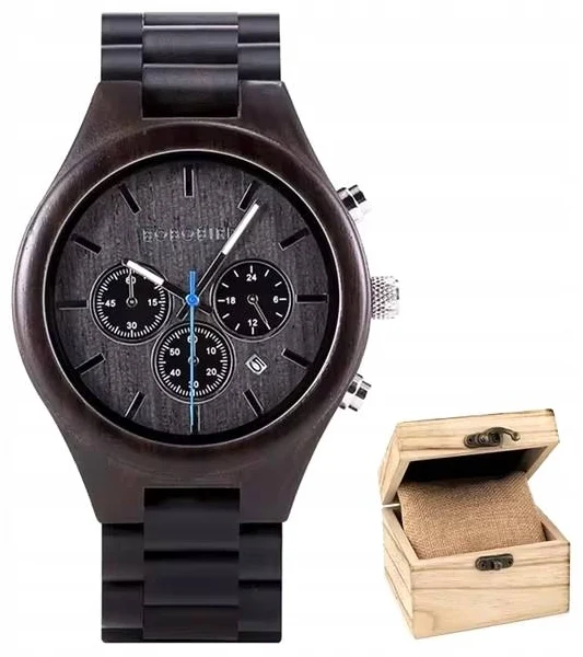 Drewniany zegarek męski Bobo Bird GT032 drewniane pudełko