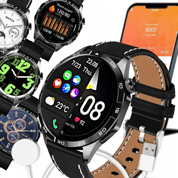 Smartwtach Zegarek Męski Duży Ciśnienie Tętno Wodoodporny IP68 Rozmowy