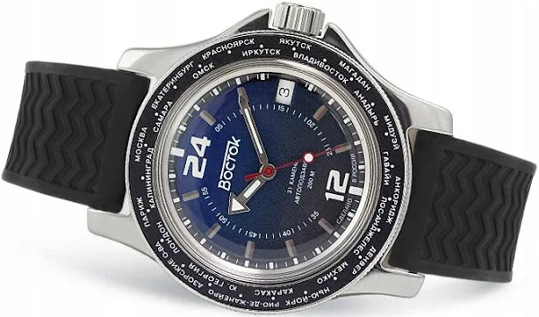 Zegarek 24 Godzinny Vostok Automat Amfibia 13025A Diver Nurek Black