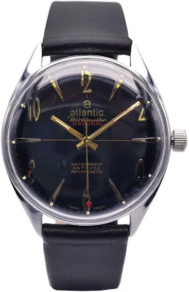 ATLANTIC Worldmaster gładka czarna tarcza lata 70te zachowana w oryginale!