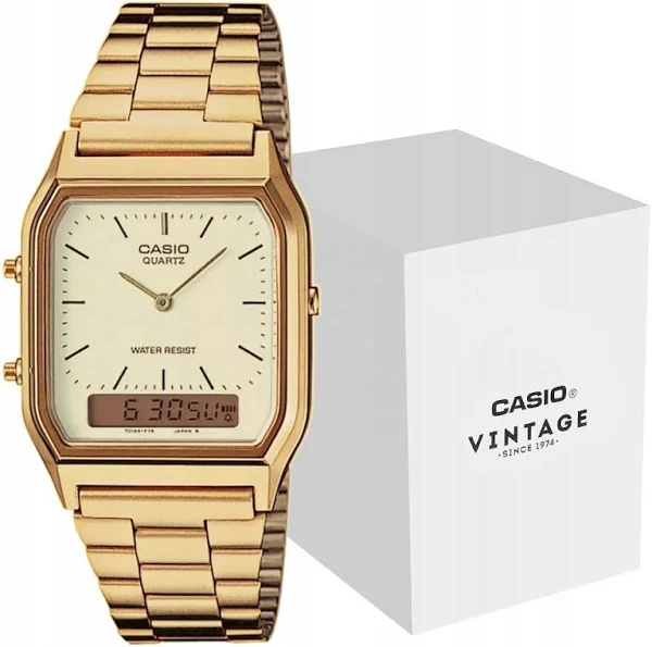 Zegarek Męski Casio Klasyczny Kalendarz Złoty