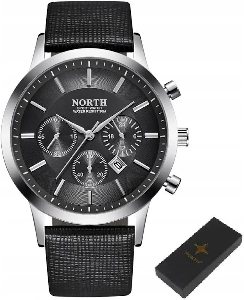 TMZEGARKI North Zegarek Męski Elegancki Czarny + Pudełko