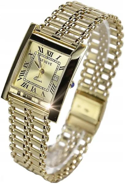 Złoty zegarek z bransoletą męski 14k 585 Geneve mw009y&mbw011y