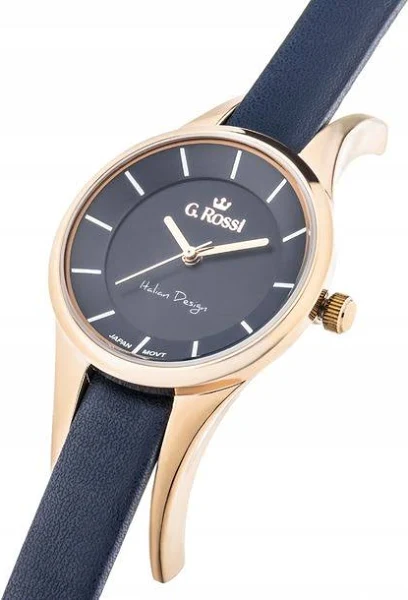 Czarny Damski zegarek na skórzanym pasku złocona koperta czarna tarcza