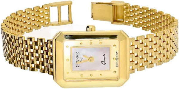 Zegarek złoty z prostokątną tarczą z masą perłową MI G398317 próba 585