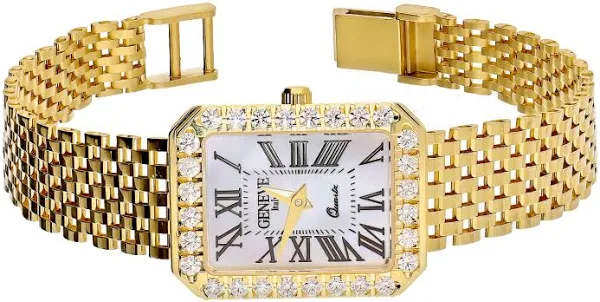 Zegarek złoty z prostokątną tarczą z masą perłową MI G388299-712  próba 585