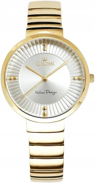 Śliczny Zegarek Damski Złota Bransoleta Srebrna Okrągła Tarcza