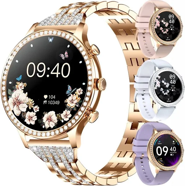 SMARTWATCH ZEGAREK DAMSKI ELEGANCKI CYRKONIE ROZMOWY POWIADOMIENIA PULS CIŚNIENIOMIERZ MENU POLSKIE