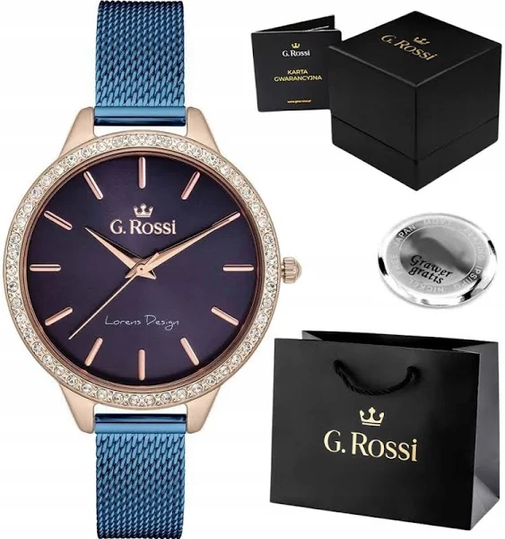 zegarek damski G. Rossi Z Cyrkoniami mesh +grawer