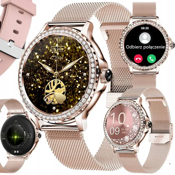 Smartwatch Modny Stylowy Elektroniczny Zegarek Damski Cyrkonie Bransoleta