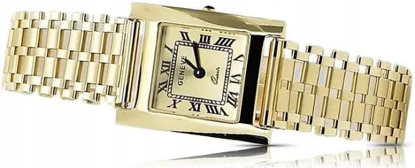 Złoty zegarek damski z bransoletą 14k Geneve lw036ydyy&lbw001y lw036ydgb&lbw002y