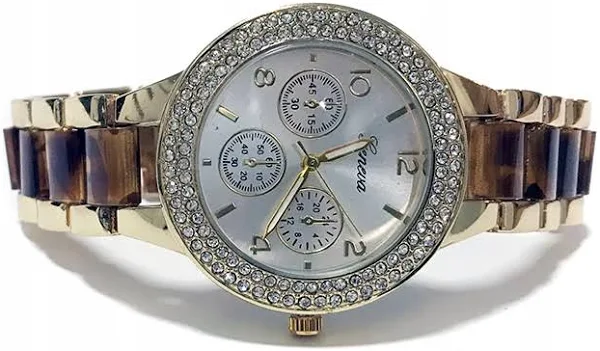 Zegarek damski Geneva bransoleta biały bursztyn