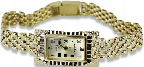 Prześliczny 14K 585 złoty damski zegarek Geneve lw062y